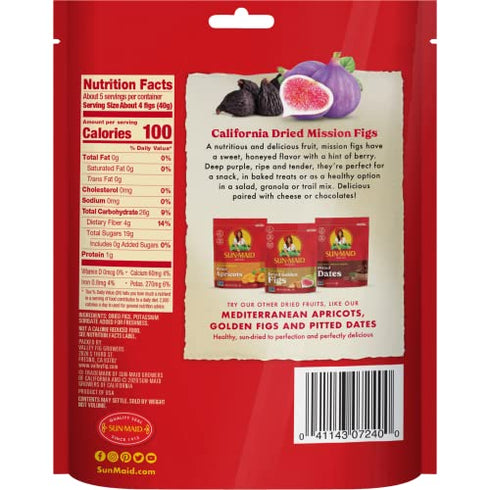Sun-Maid California Dried Mission Figs, No added sugar, Non-GMO 7 oz
