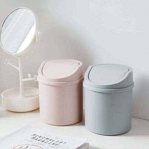 SOUJOY 4 Pack Mini Trash Can, 3L Plastic Desktop Garbage Can with Lid, Modern Desk Waste Bin for Bathroom Vanity, Desktop, Tabletop, Countertop or Coffee Table
