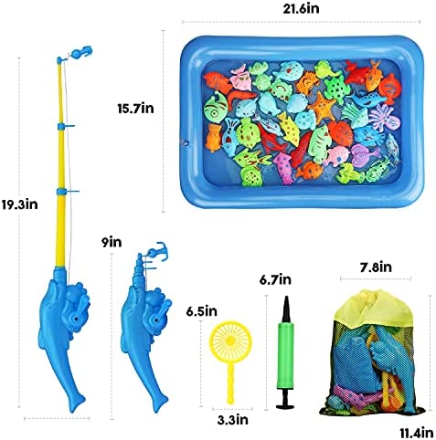 TOY Life Kids Magnetic Fishing Game with Toy Fishing Pole, Fishing Toy for Toddlers,Toddler Fishing Game, Pool Fishing Game, Water Toys for Kids,Outdoor Fishing Games for Kids 3-5,Fishing Bath Toy
