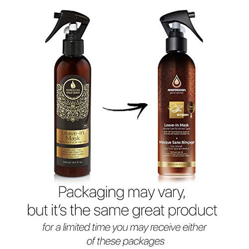 Moroccan Gold Series Leave-In Hair Mask – Argan Oil Hair Mask Enriched with Keratin – Nourishing and Gently Detangling Leave In Conditioner Spray For Curly Frizzy or Damaged Hair, 8.4 Fl.oz