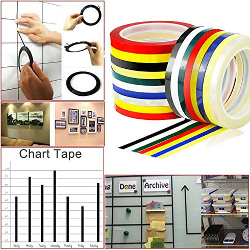 Whiteboard Pinstripe Tape 12 Rolls 1/8” Thin White Board Dry Erase Line Gridding Tape (Black)