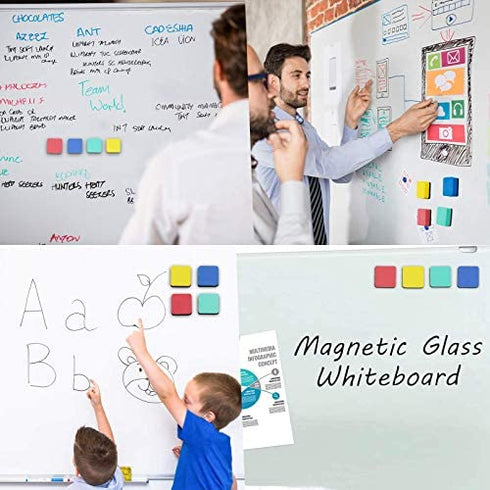 OWLKELA Magnetic Dry Erase Erasers 12 Pcs, White Board Accessories for Kids, Ideal for Refrigerator, Glass whiteboard, Magnetic Soft Whiteboard, Easily Clear All Marks