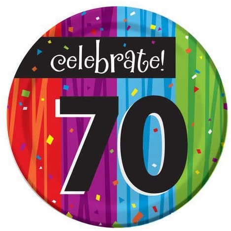 Creative Converting Milestone Celebrations Round Dessert Plates, 24-Count, Celebrate 70