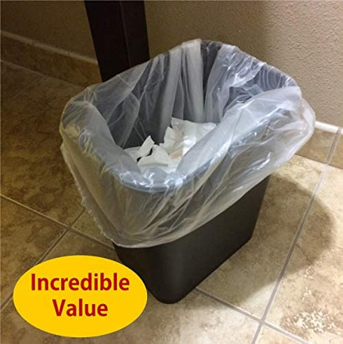 4 Gallon Clear Trash Bags - 100 Small Mini Garbage Bags | Mini Trash Bags For Mini Trash Can | Paper Waste Basket Liners For Bathroom Kitchen Car Office | Garbage Disposal Bags | Paper Recycling Bags