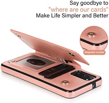 Acxlife Samsung Galaxy S20 FE 5G Case S20FE Card Credit Holder Wallet Protective Cover with Card Slot and Leather Case for Samsung S20 Fe 6.5Inch (Rose Gold)