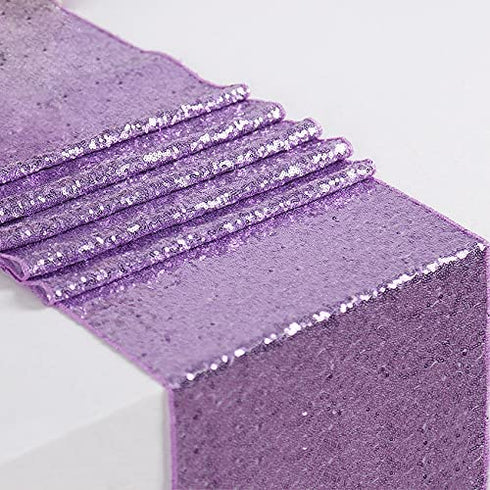 B-COOL Table Runners 4 Pack 12x72 Inch Sequin Table Decorations for Party Lavender Wedding Decorations for Tables Holiday Table Decor
