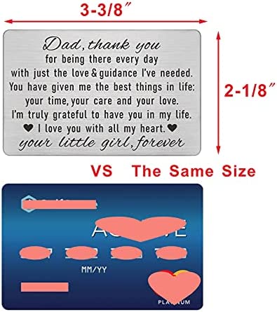 Laluminter Dad Gifts from Daughter, Thank You Dad Engraved Wallet Card Inserts, Father Fathers Day Christmas Keepsake