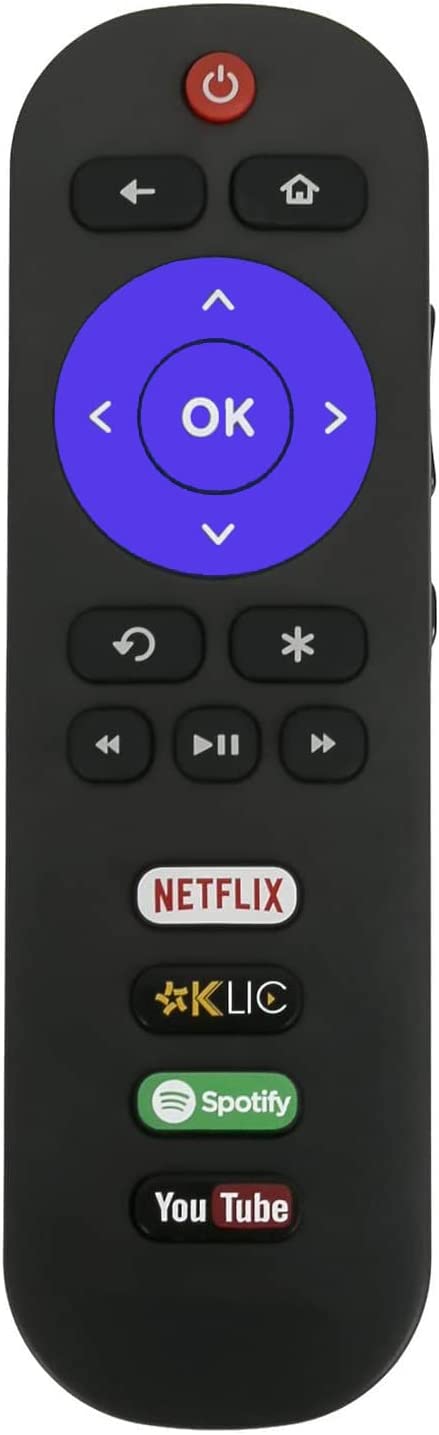Remote Control Compatible with All TCL ROKU TV w Netflix KLLC Spotify YouTube Keys
