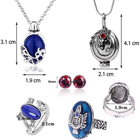 YouU UoYu 6 pcs Vampire Diaries Elena Gilbert Opening Vervain Locket Pendant Necklace and Daywalking Katherine Necklace Pendant Charm Necklace-Royal Blue Diamond Stud Earrings stephan ring