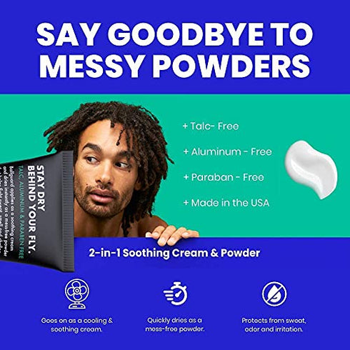 Ballsy Ball Deodorant for Men, Ballguard, Anti-Chafing, Anti-Itch Ball Cream, Quick Drying Liquid Powder, Protects from Sweat, Odor, and Irritation 3.4 oz