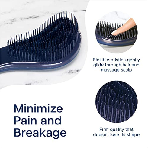 Crave Naturals Glide Thru Detangling Brush for Adults & Kids Hair. Detangler Hairbrush for Natural, Curly, Straight, Wet or Dry Hair. Hair Brushes for Women. Styling Brush (Blue)