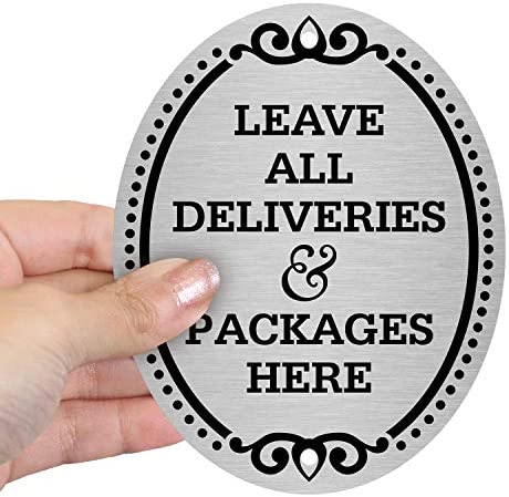 SmartSign “Leave All Deliveries & Packages Here” Diamond Plate Door Sign | 4" x 5" Aluminum