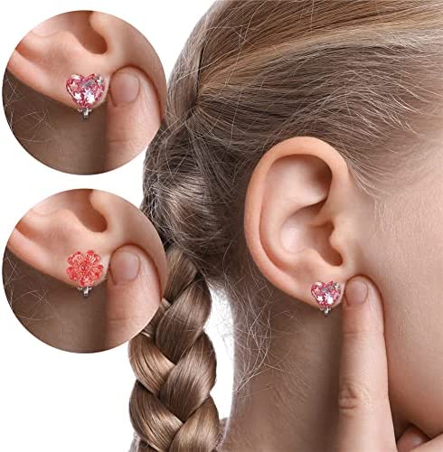 6Pairs Crystal Unicorn Clip On Earrings for Little Girls, Rainbow Earrings Butterfly Earrings Toddler Girls Dress Up Jewelry …