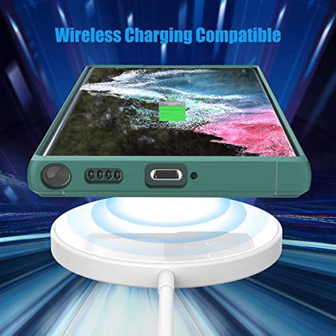Casus Shockproof Designed for Samsung Galaxy S22 Ultra Case Clear Translucent Hard Back with Soft Bumper Edge Slim Protective Thin Phone Cover Compatible for Samsung S22 Ultra 5G Case (Green)
