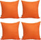 4-Pack 100% Cotton Comfortable Solid Decorative Throw Pillow Case,Thmyo Square Cushion Cover Pillowcase Sublimation Blank Pillow Covers Halloween DIY Throw Pillowcase(18x18 inch/ 45x45cm,Orange)