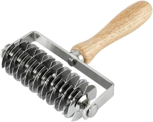 Mazaashop Pizza Roller Cutter Stainless Steel Pasta Spaghetti Maker Pizza Cake Pie Homemade Baking,Wood Handle