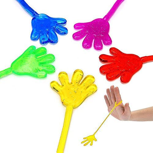 DoDoMagxanadu 14 Pack Vinyl Assorted Stretchy Sticky Toy Novelty Fidget Toy Including Large Sticky Hands, Wall Climber Men, Hammers, Snakes,Lizards,Crocodile and Flying Frogs for Party Favor Kids