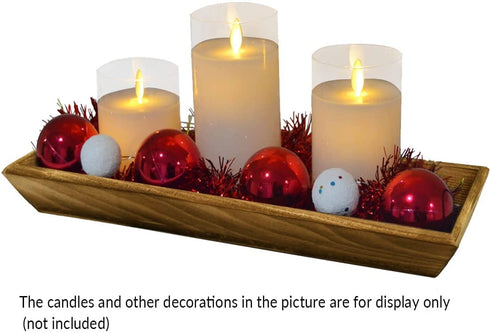 Aglary Wood Candle Holder with Metal Handle , Rustic Table Centerpiece Rectangle Decorative Tray for Display Candle, Dining Table, Wedding