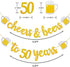 50th Birthday Decorations for Men / Women - 50th Birthday Gifts - Cheers & Beers to 50 Years Gold Glitter Banner - 50th Anniversary Decorations for Party, 50th Wedding Party Supplies for Couple
