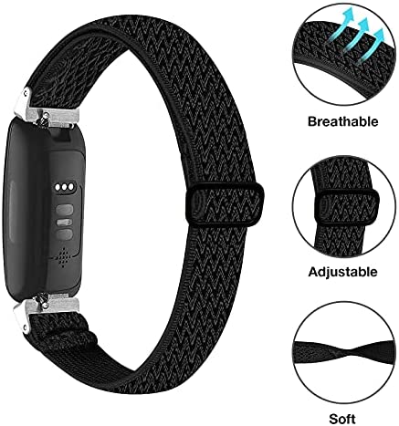 BNBIDEN 3 Pack Stretchy Bands Compatible with Fitbit Inspire 2 / Inspire HR/Inspire/Ace 2, Soft Adjustable Solo Loop Elastic Nylon Replacement Straps for Fitbit Inspire Fitness Tracker Women Men