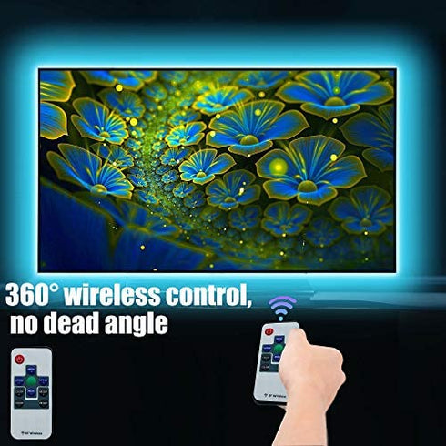 Ambient Lighting TV LED Backlight for 60-75in TV,USB LED Light Strip Bias Lighting Neon Accent for HDTV 4 Sides, Monitor Backlight with RF Remote Controller & Strong Adhesive Tape 13.2ft