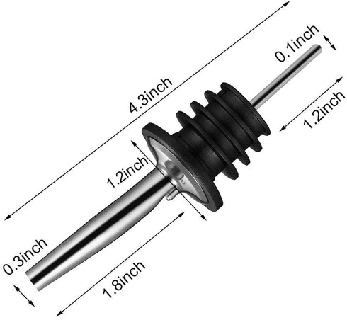 6PCS Stainless Steel Pourers, BALTRE Speed pourer, Liquor Bottle Pourers and Vinegar Tapered Stopper Spout, Liquor Pourers with Rubber Dust Caps