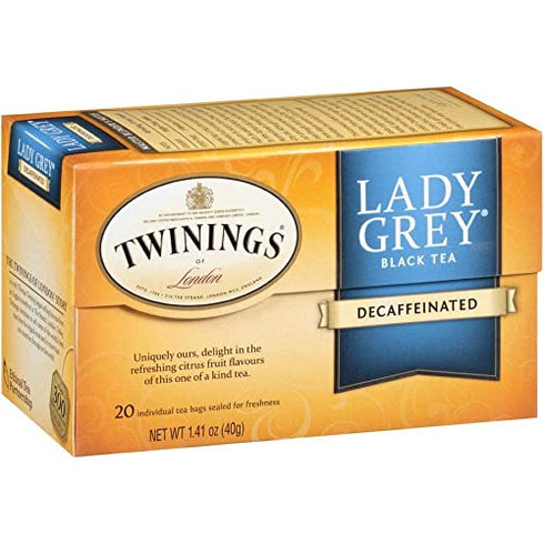 Twinings of London Lady Grey Tea Decaf Box of 20 Tea Bags