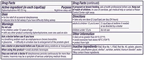 ZzzQuil, Nighttime Sleep Aid LiquiCaps, 25 mg Diphenhydramine HCl, No.1 Sleep-Aid Brand, Non-Habit Forming, Wake Refreshed, 72 LiquiCaps