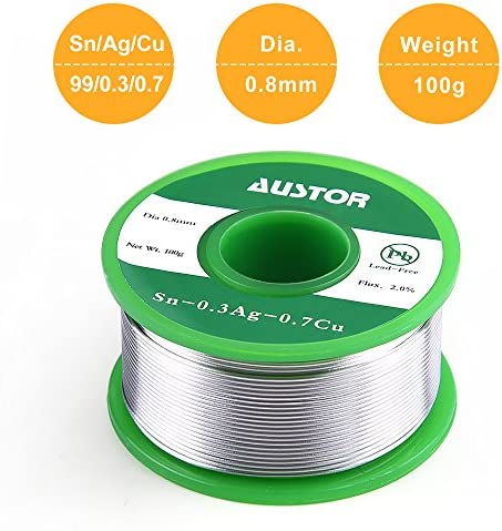 AUSTOR 0.8mm Lead Free Solder Wire with Rosin Core