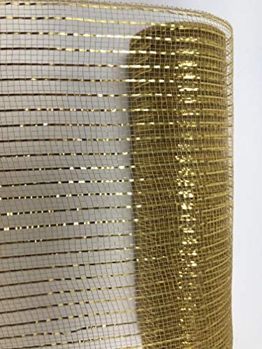 Floral Supply Online - 10 inch x 30 feet Gold Metallic Mesh Ribbon. The Exclusive Metallic Mesh with A Unique Touch of Color and Sparkle.