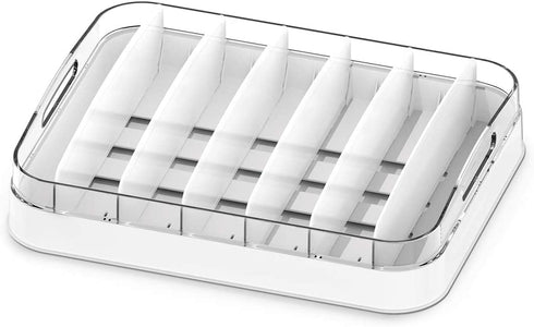 EVERIE Food Container Lid Organizer Compatible with 12'' Deep Cabinets, GS01 (White)