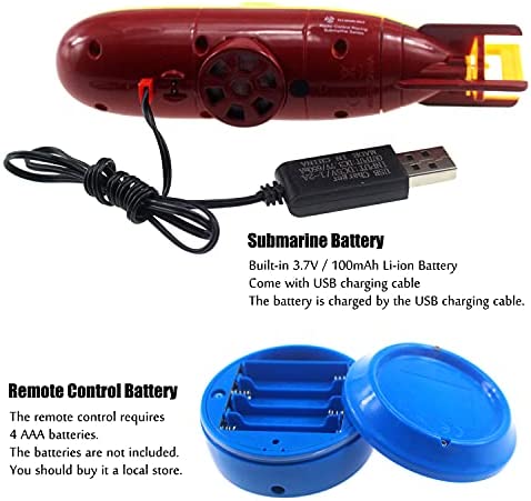 Tipmant Mini RC Submarine Toy Remote Control Boat Ship Electric Dive Water Fish Tank Kids Birthday Gift (Yellow)
