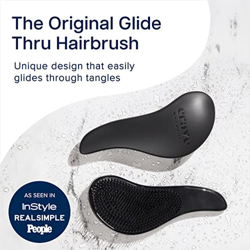Crave Naturals Glide Thru Detangling Hair Brush for Adults & Kids Hair - Detangler Brush for Natural, Curly, Straight, Wet or Dry Hair - Hairbrush for Men & Women - 1 Pack - Black