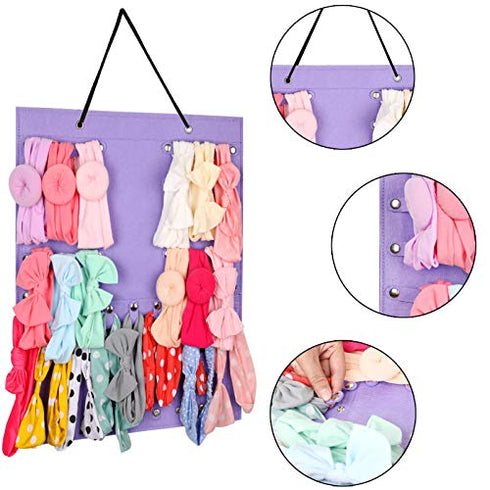 AROUY Headband Holder - Organizer Storage Newborn Baby Girl Headbands, Bows, Scrunchie and Hair Accessories for Display (Light Purple)