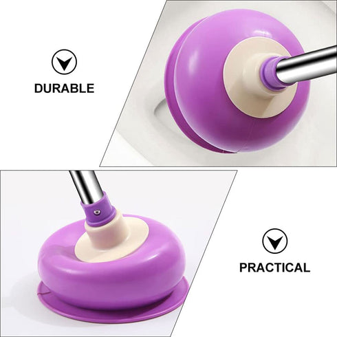 DOITOOL Toilet Plunger Toilet Bowl Cup Rubber Toilet Plunger with Long Handle Bathroom Toilet Bowl Plunger Cleaning Accessory Purple