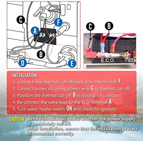 RV Water Heater Thermal Cut Off Kit Replacement for Atwood 93866?Fit for Models GCH6-6E GCH6-4E G6A-8E G6A-7E GC6AA-9E G610-3E GCH10A-2E GH610-3E XT Series Electronic Water Heater