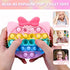 OUMEE 2 Pack Pop Purse Bag Fidget Toys for Girls, Easter Gift Rainbow Pop Fidgets Shoulder Bag Crossbody, Silicone Push Bubble Popper Backpack Easter Decoration Pop Toy for Stress Relief (Cat&Heart)