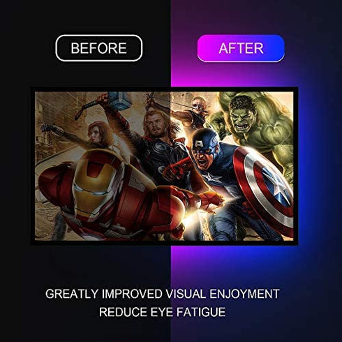 Ambient Lighting TV LED Backlight for 60-75in TV,USB LED Light Strip Bias Lighting Neon Accent for HDTV 4 Sides, Monitor Backlight with RF Remote Controller & Strong Adhesive Tape 13.2ft