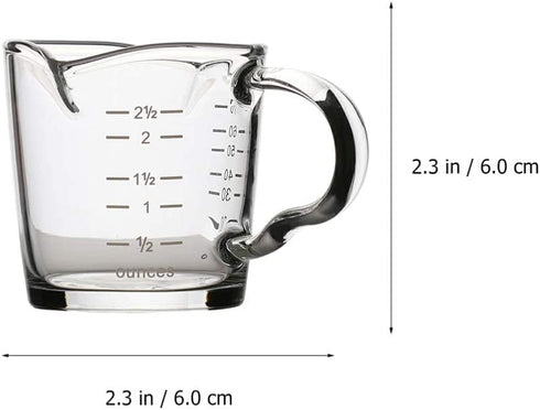 Cabilock Double Spouts Espresso Shot Glass Cup with Scale Temperature Resistant Glass Measuring Cup with Pouring Handle