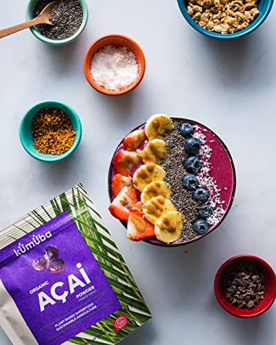 KUMUBA Organic Acai Powder, 4 Oz - Freeze-Dried | Antioxidants | Omega Fats | Superfood | gluten free | KUMUBA | Plant based | Sustainable agriculture | Berries | Smoothie | Acai Berry Plant