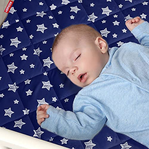 Pack and Play Mattress Pad Cover, Breathable Pack and Play Sheet Quilted, Thick Play Yard Playpen Sheets 39"×27"×5" Fits Graco Play Yards and Foldable Mattress Pad (Navy Star)