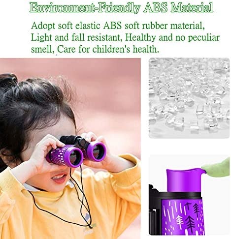 Binoculars for Kids, Best Gifts Toy Binoculars for 3-12 Years Boys Girls and Toddler,High-Resolution Real Optics Rubber Kids Binoculars Shockproof Folding for Travel, Camping, Birding (Purple)
