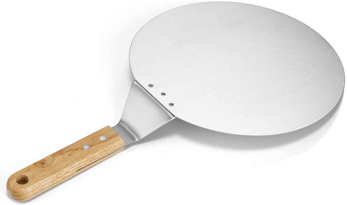 Metal Pizza Peel with Handle by ABIGAIL AND GREY - Stainless Steel Pizza Paddle and Pizza Spatula for Baking Homemade Pizza and Bread - Round 10" with Wood Handle