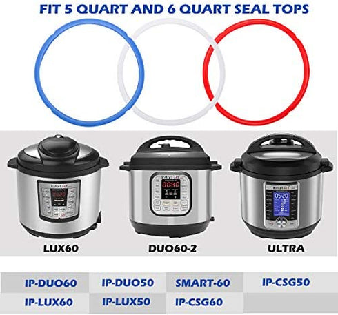 Sealing Rings for Instant Pot Accessories of 6 Qt Models - Red, Blue and Clear, Sweet and Savory Edition - 3 Pack BPA-Free Food-grade Replacement Silicone Seal Gaskets for Instpot 6 Quart