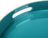 MAONAME 13" Round Tray, Teal Serving Tray with Handles, Modern Decorative Tray for Coffee Table, Plastic Ottoman Tray for Ottoman, Bathroom, Decor