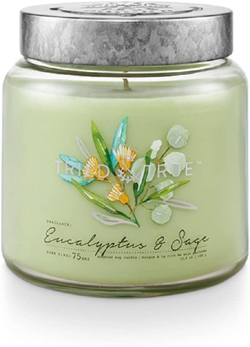 Tried & True Eucalyptus & Sage, 15.5 oz. Candle, Green