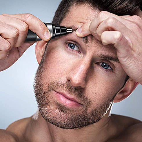 Panasonic Ear and Nose Hair Trimmer for Men with Vacuum Cleaning System, Dual-Edge Blades for Efficient Cutting, Wet/Dry, Battery Operated – ER430K (Black)