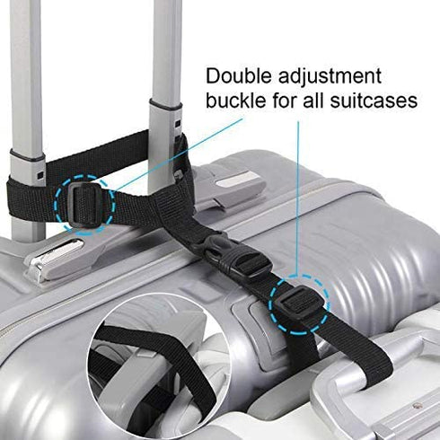 Luggage Straps,Two Add a Bag Suitcase Strap Belt,Adjustable Travel Attachment Accessories for Connect Your Three Luggage Together - 2 Pack(Black)