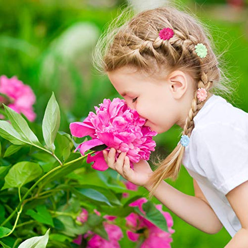 76 Pieces Self Hinge Plastic Hair Barrettes for Girls Multi-coloured Flower and Bowknot Hair Clips Cute Hair Barrettes 80s 90s Hair Clips Cartoon Design Hairpins Hair Accessories (Flower, Bowknot)