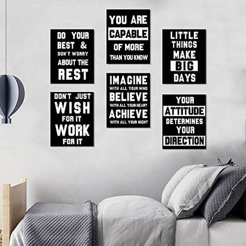 HOMANGA Motivational Wall Art Posters, Positive Office Decor Art Prints, Set of 6, Inspirational Quote Wall Decor for Bedroom Teen Boy Office Living Room, Canvas Posters 8x10 Inch Unframed